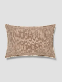 Mocha Herringbone Wool Rectangle Cushion Cover