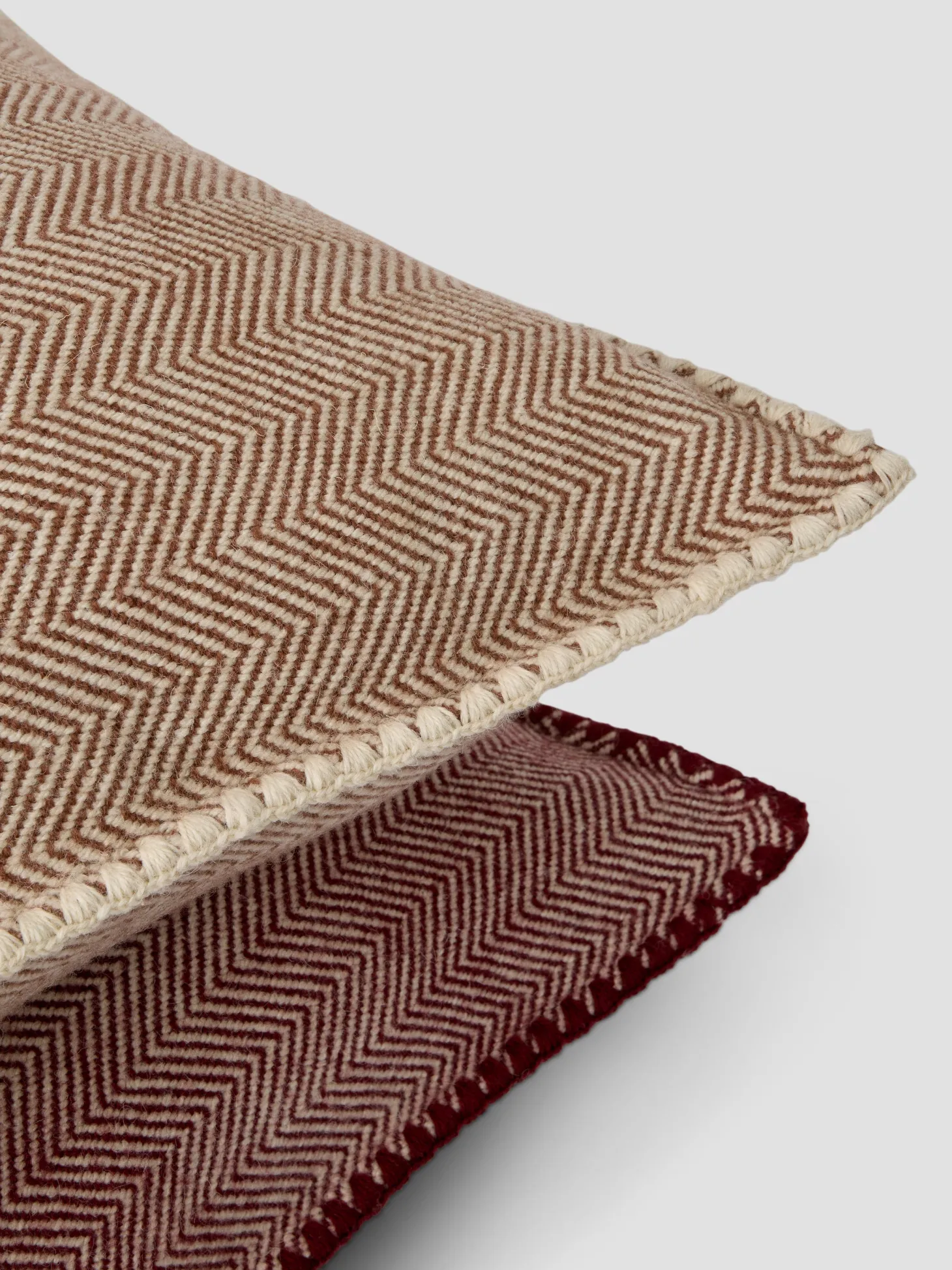 Mocha Herringbone Wool Square Cushion Cover
