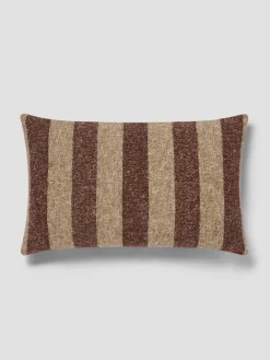 Mocha & Oatmeal Wide Stripe Wool Rectangle Cushion Cover