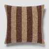 Mocha & Oatmeal Wide Stripe Wool Square Cushion Cover