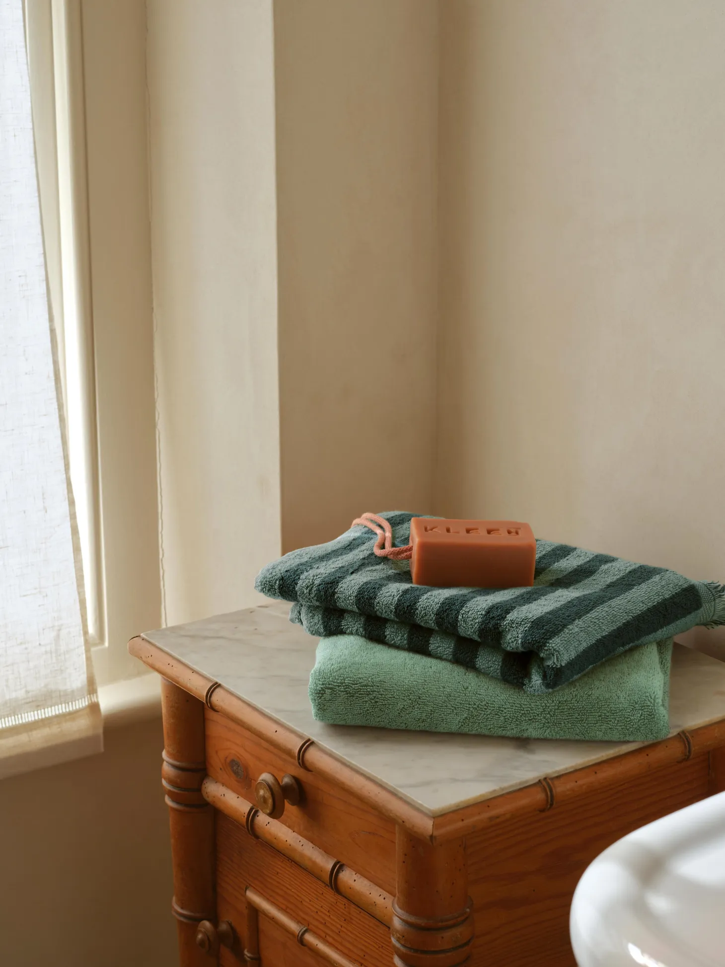 Moss Green Fringe Edge Cotton Towels