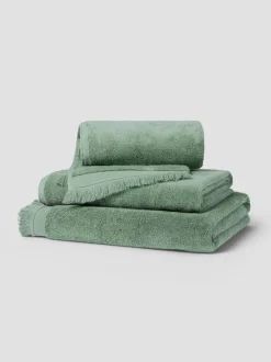 Moss Green Fringe Edge Cotton Towels