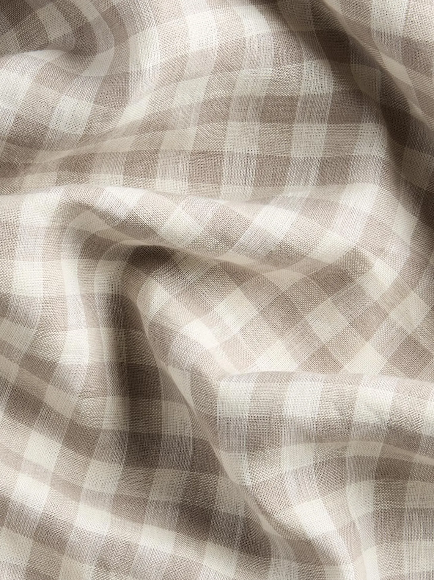 Mushroom Gingham Linen Blend Duvet Set