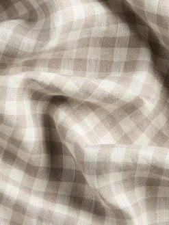 Mushroom Gingham Linen Blend Curtains (Pair)