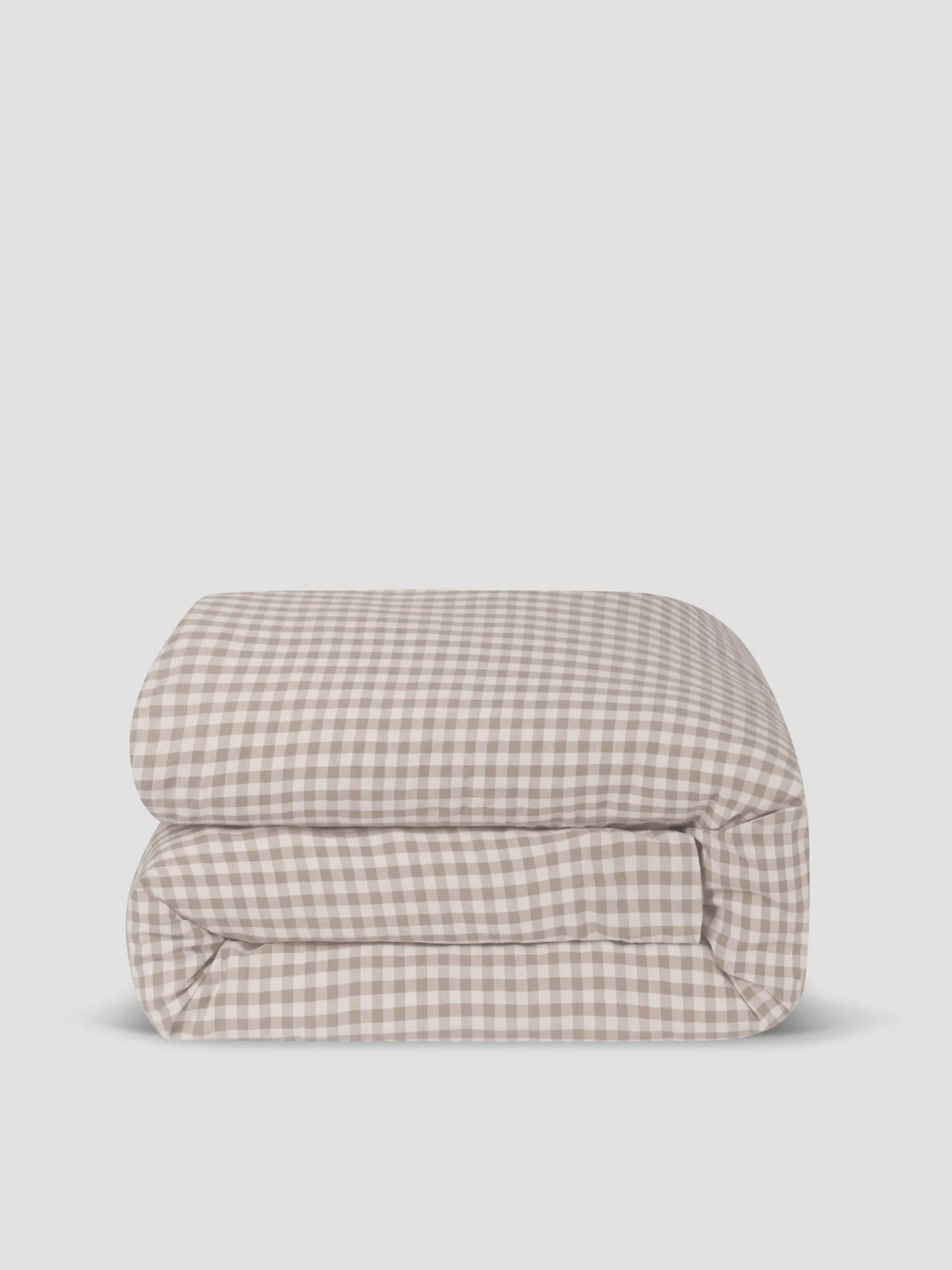 Mushroom Gingham 100% Linen Duvet Cover