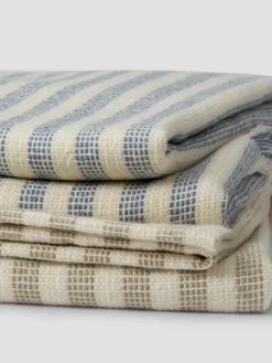 Oatmeal Pembroke Stripe Wool Throw