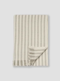 Oatmeal Pembroke Stripe Wool Throw