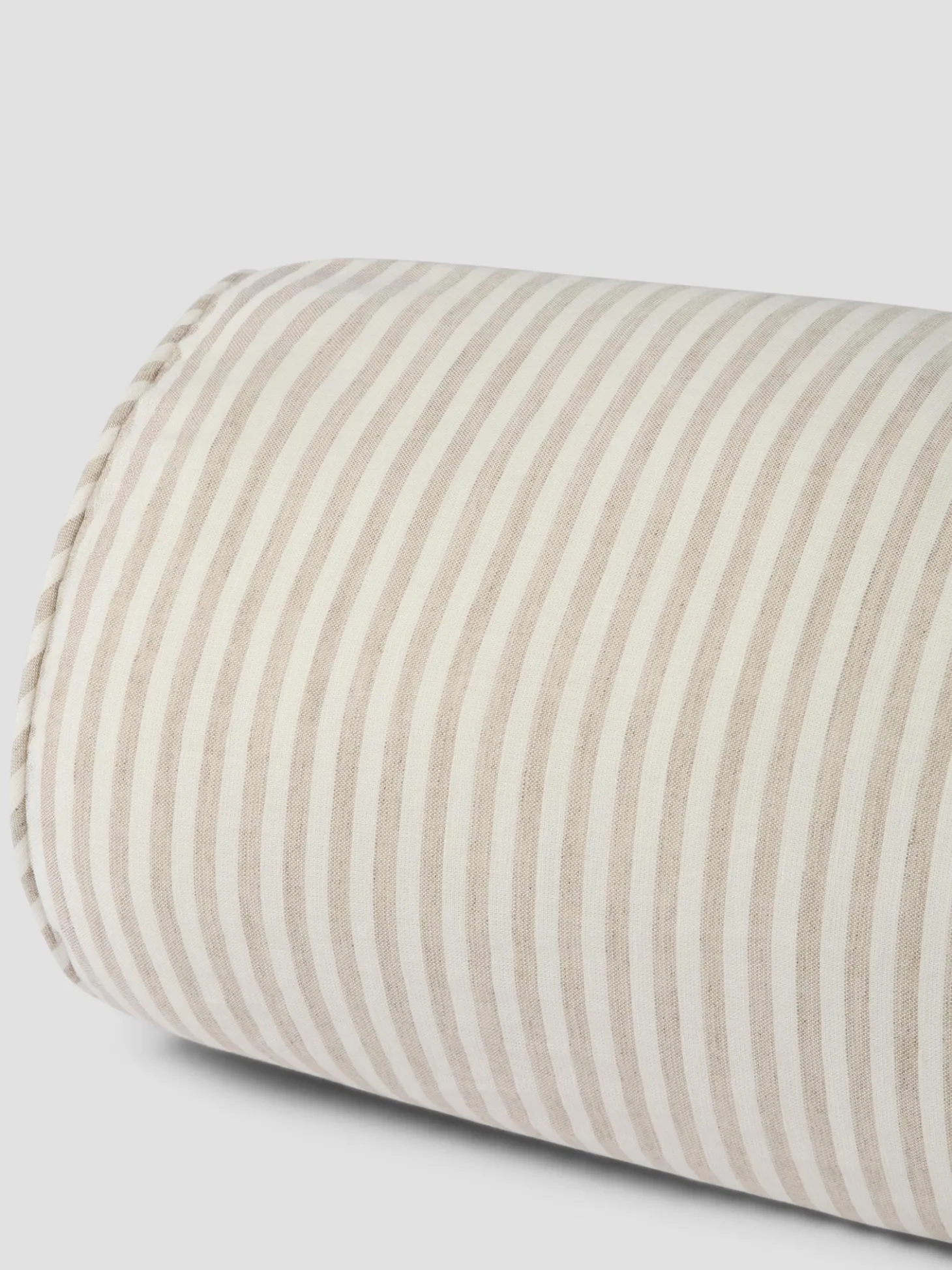 Oatmeal Stripe Linen Blend Bolster Filled Cushion