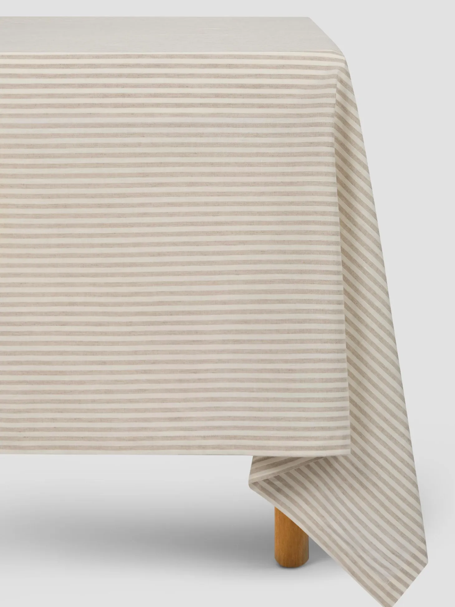 Oatmeal Stripe Linen Blend Tablecloth