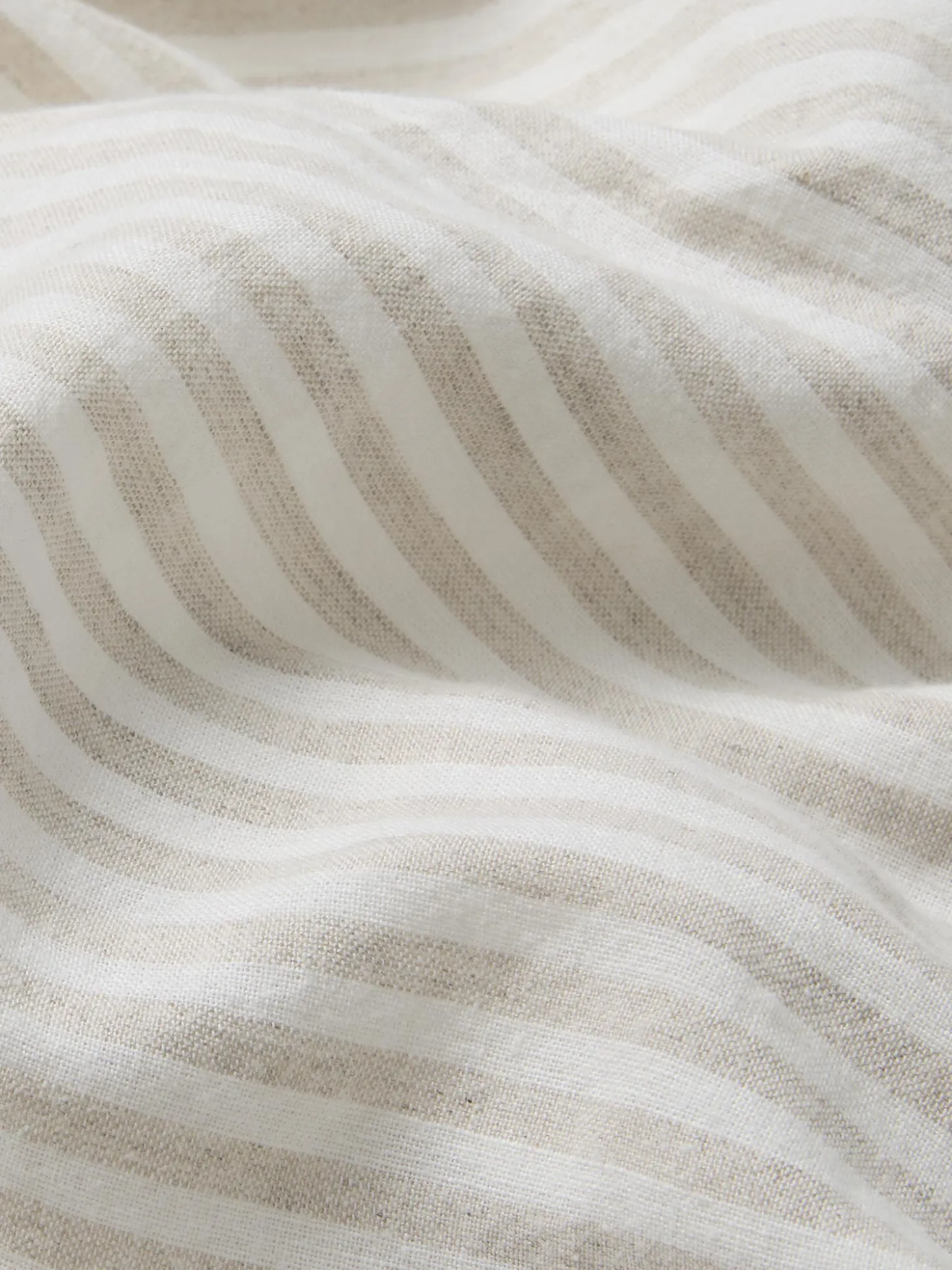 Oatmeal Stripe 100% Linen Fitted Sheet