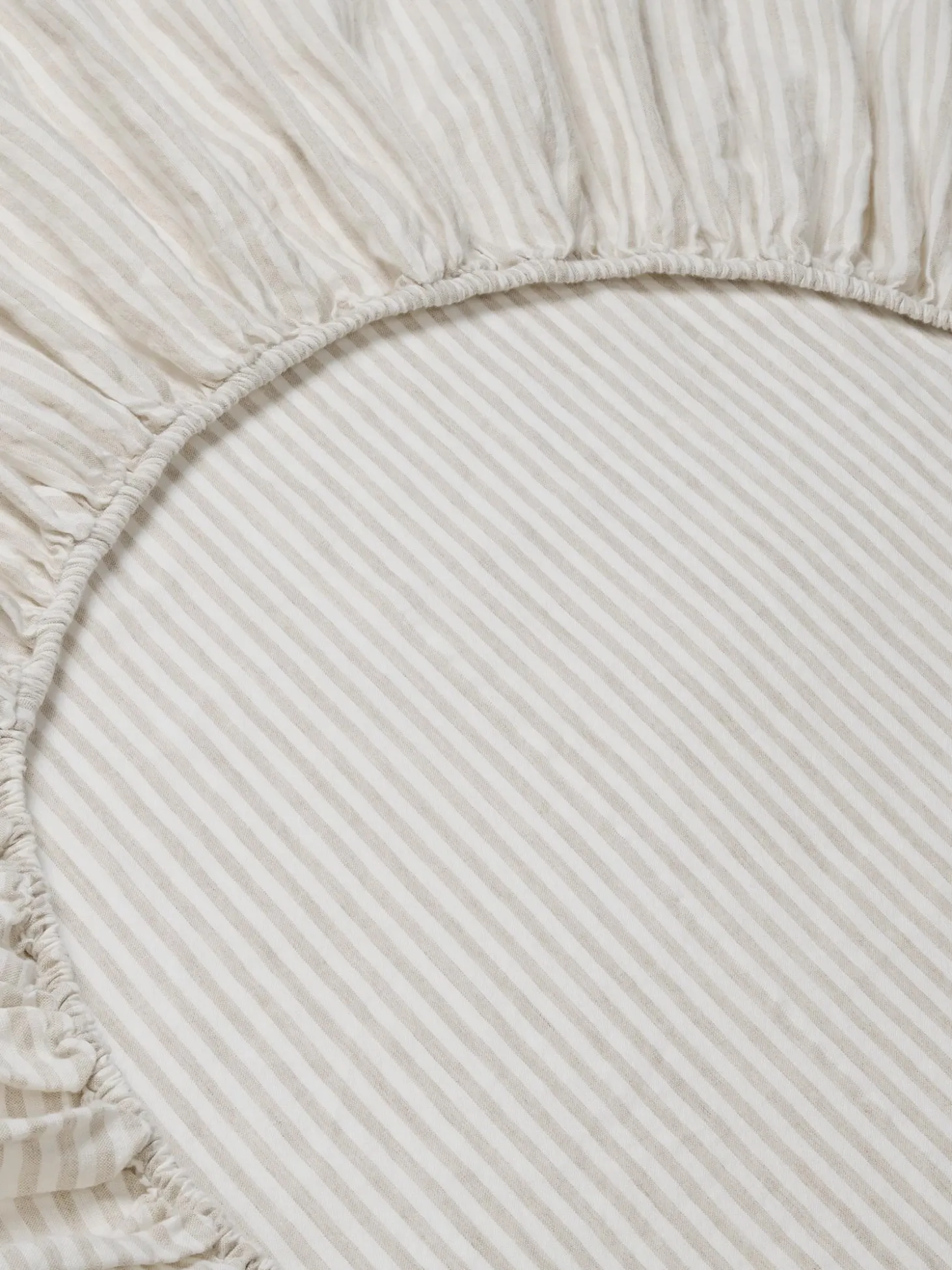 Oatmeal Stripe 100% Linen Fitted Sheet