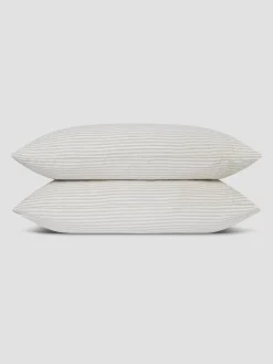 Oatmeal Stripe 100% Linen Pillowcases (Pair)