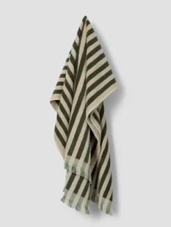 Olive Green Pembroke Stripe Cotton Towels