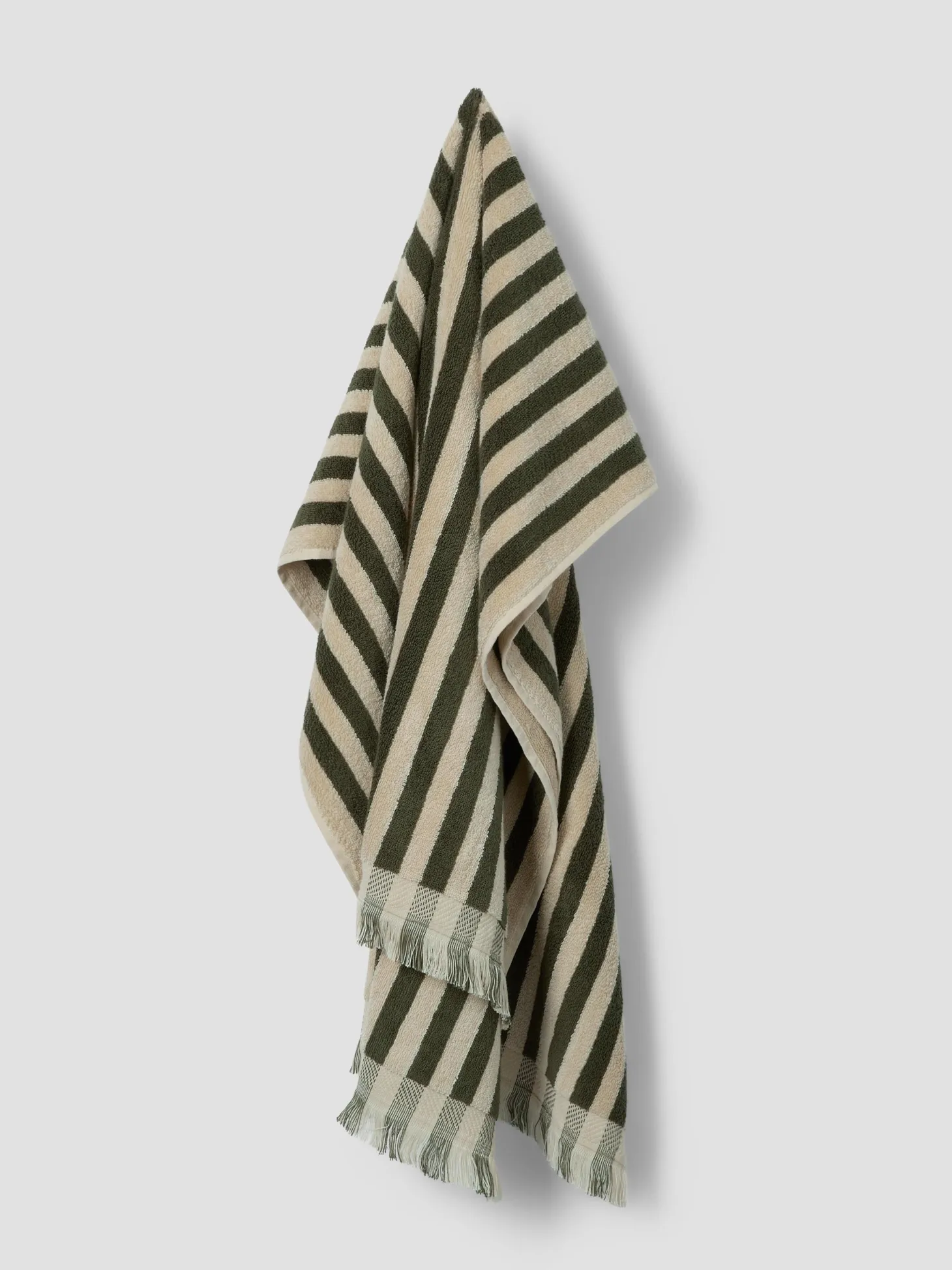 Olive Green Pembroke Stripe Cotton Towels