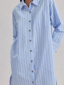 Pale Blue Favorite Shirt Stripe Cotton Nightshirt