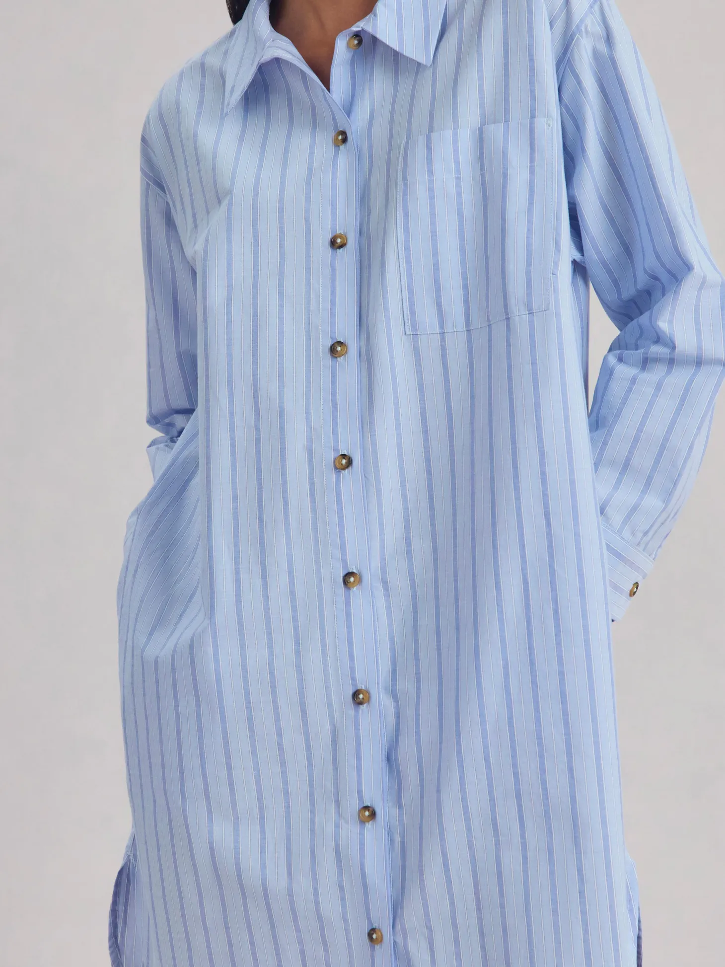 Pale Blue Favorite Shirt Stripe Cotton Nightshirt