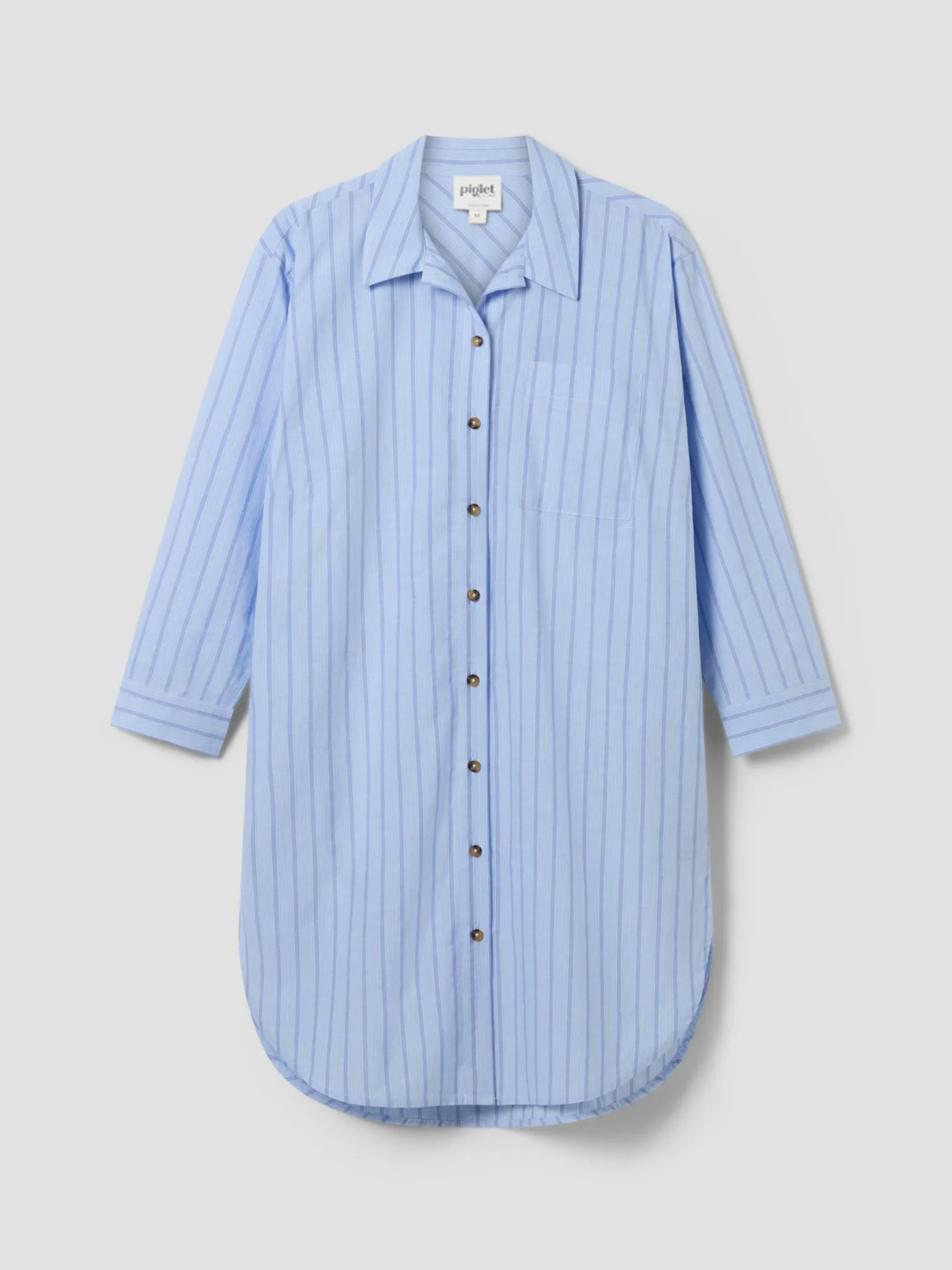 Pale Blue Favorite Shirt Stripe Cotton Nightshirt
