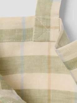 Pear Check Stripes 100% Linen Tote Bag