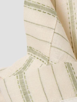 Pear Ticking Stripe 100% Linen Tote Bag