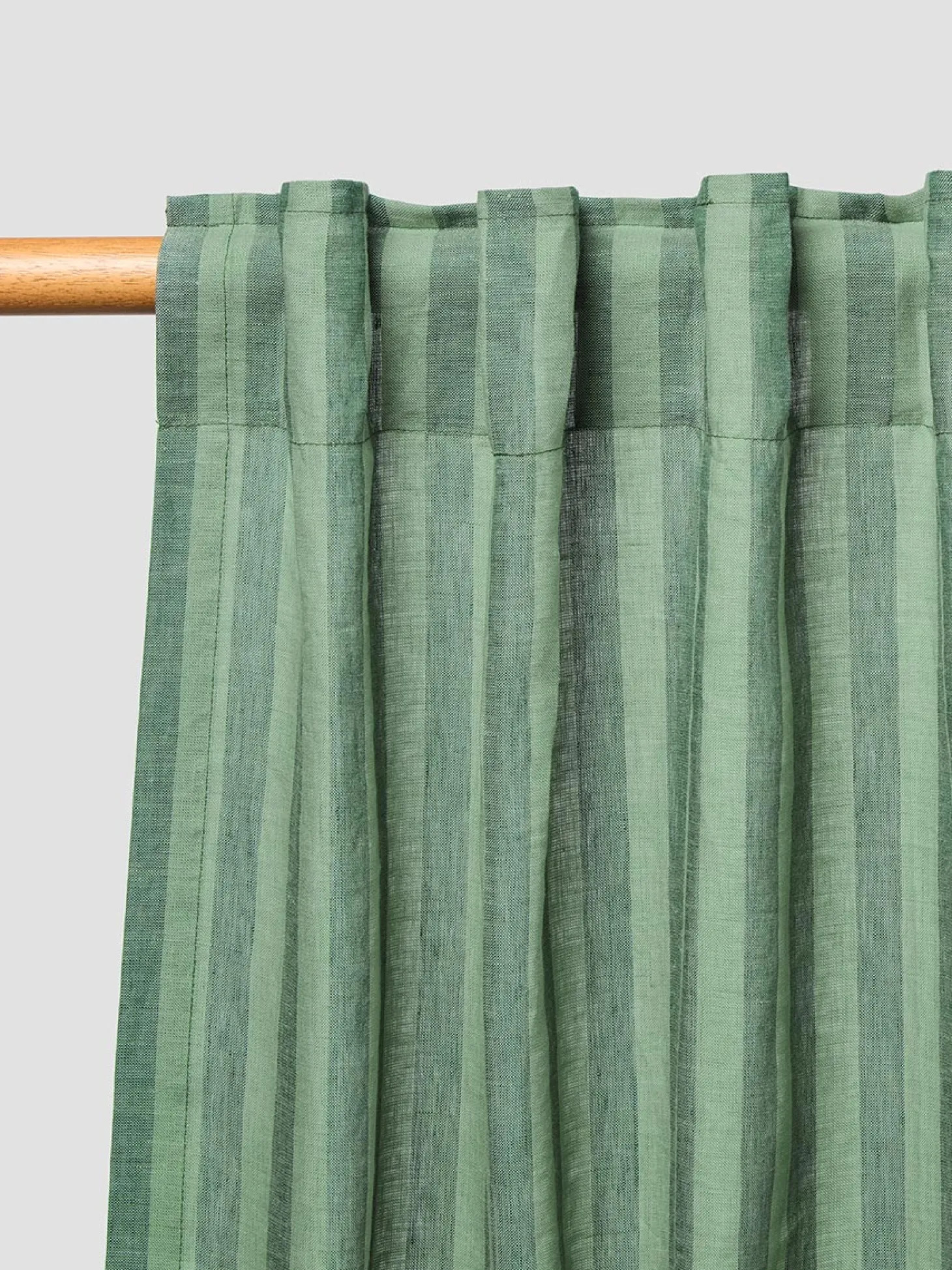 Pine Green Pembroke Stripe Linen Blend Curtains (Pair)