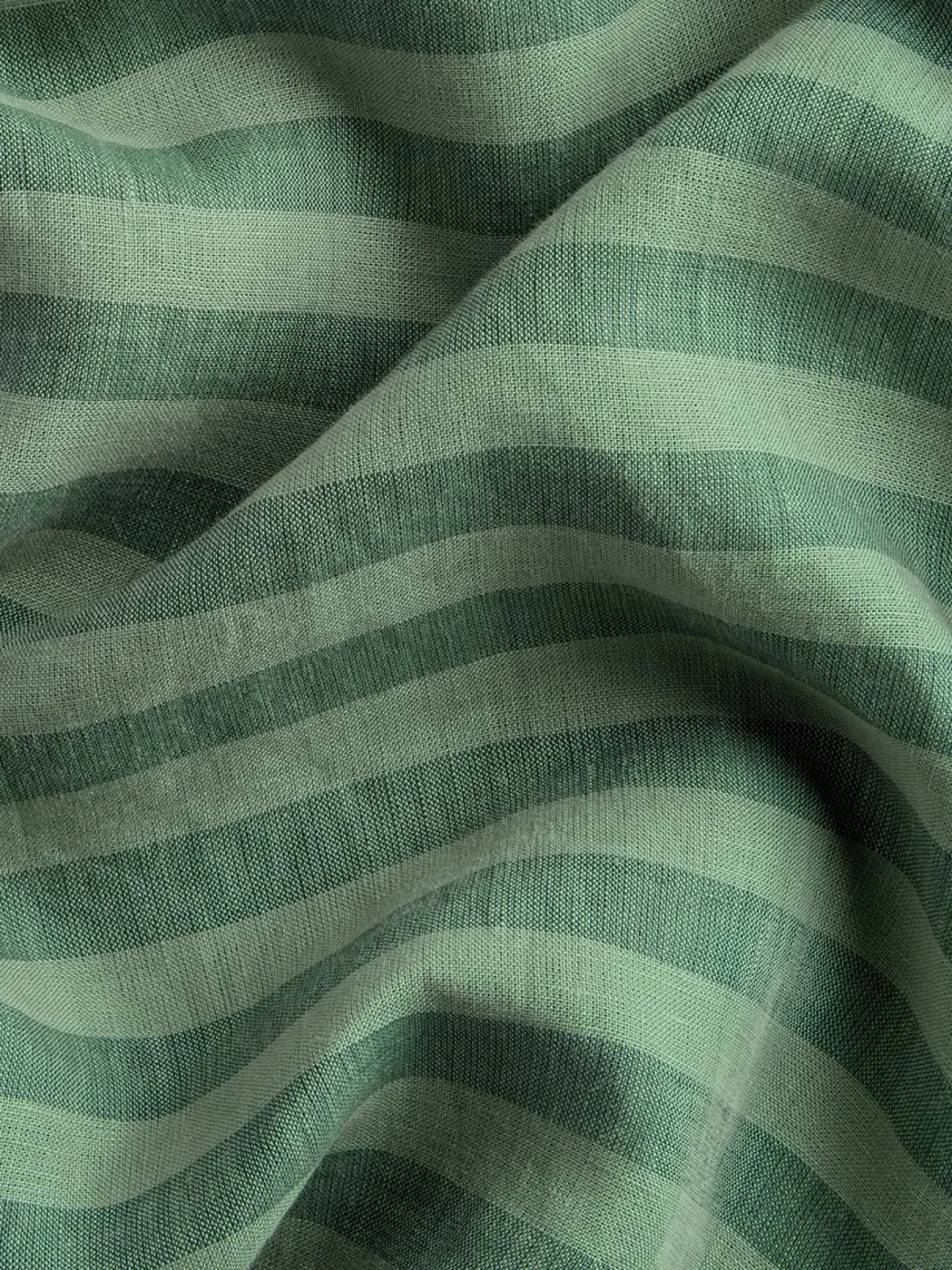 Pine Green Pembroke Stripe Linen Blend Curtains (Pair)