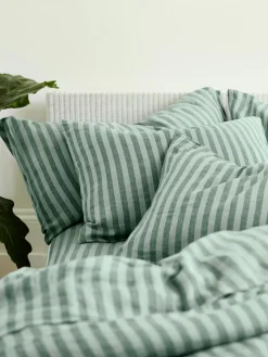 Pine Green Pembroke Stripe 100% Linen Pillowcases (Pair)