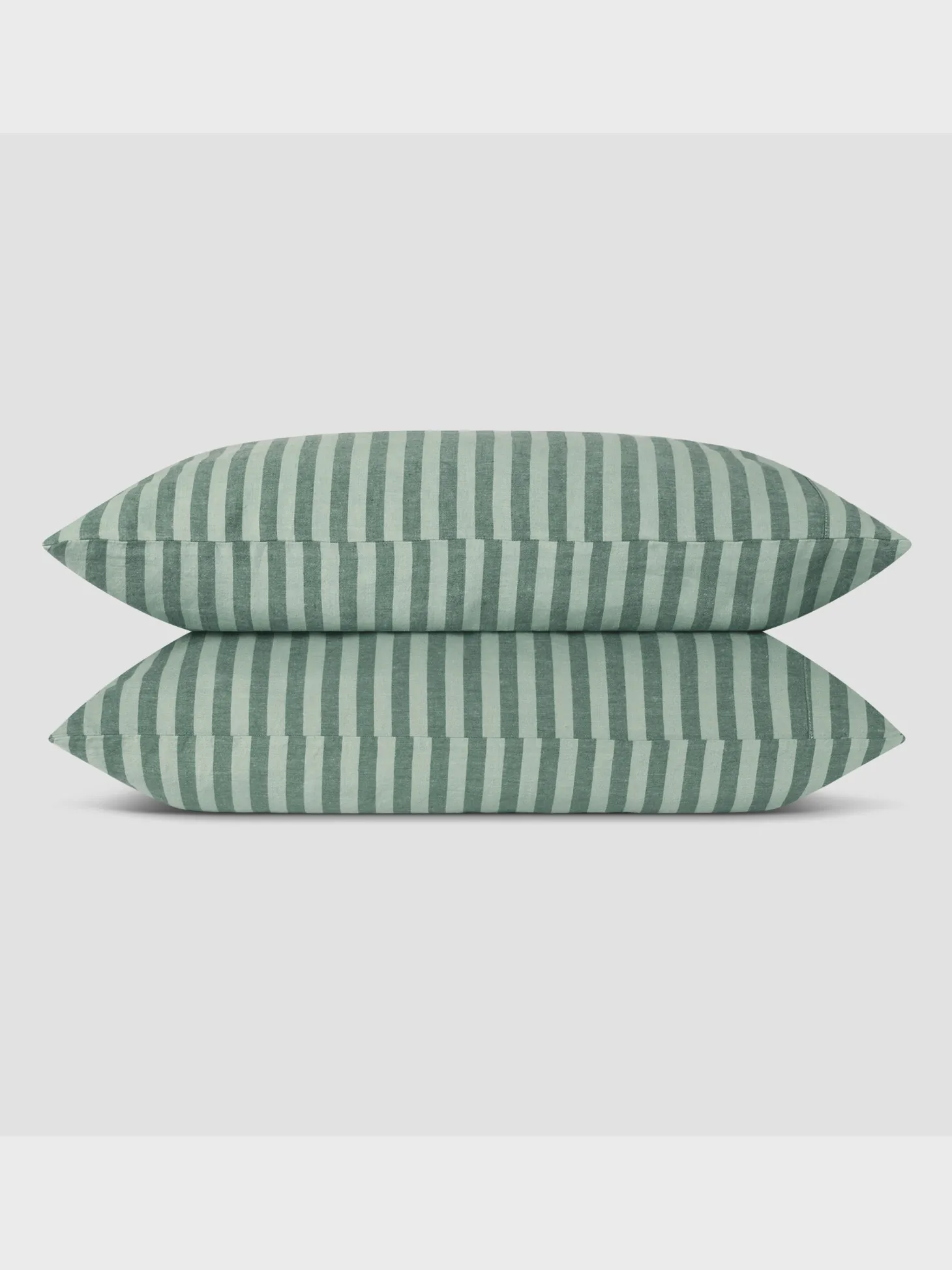 Pine Green Pembroke Stripe 100% Linen Pillowcases (Pair)