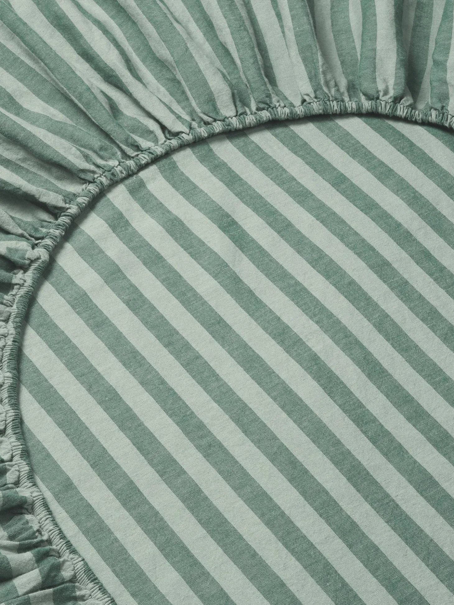 Pine Green Pembroke Stripe 100% Linen Fitted Sheet