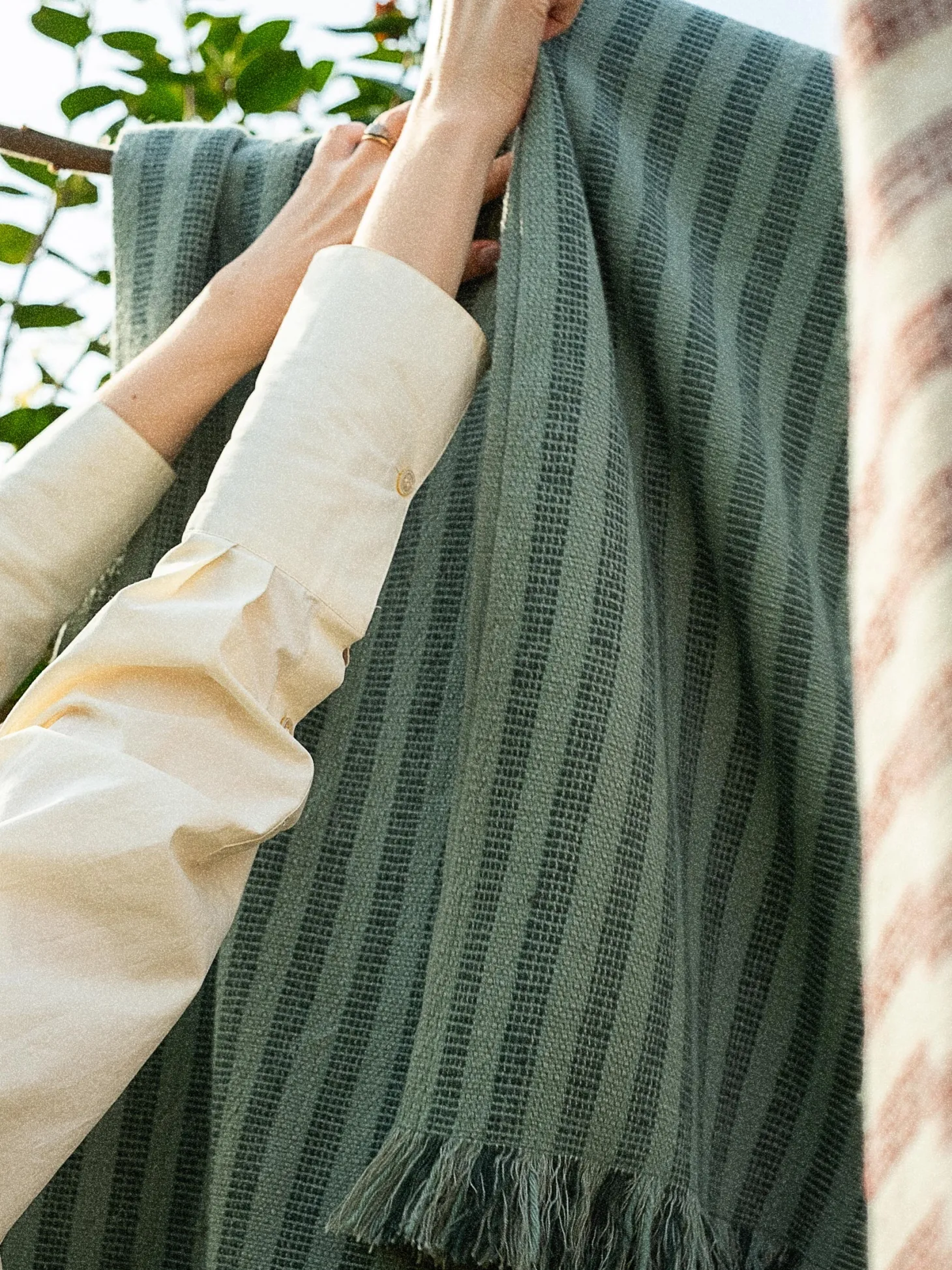 Pine Green Pembroke Stripe Wool Throw