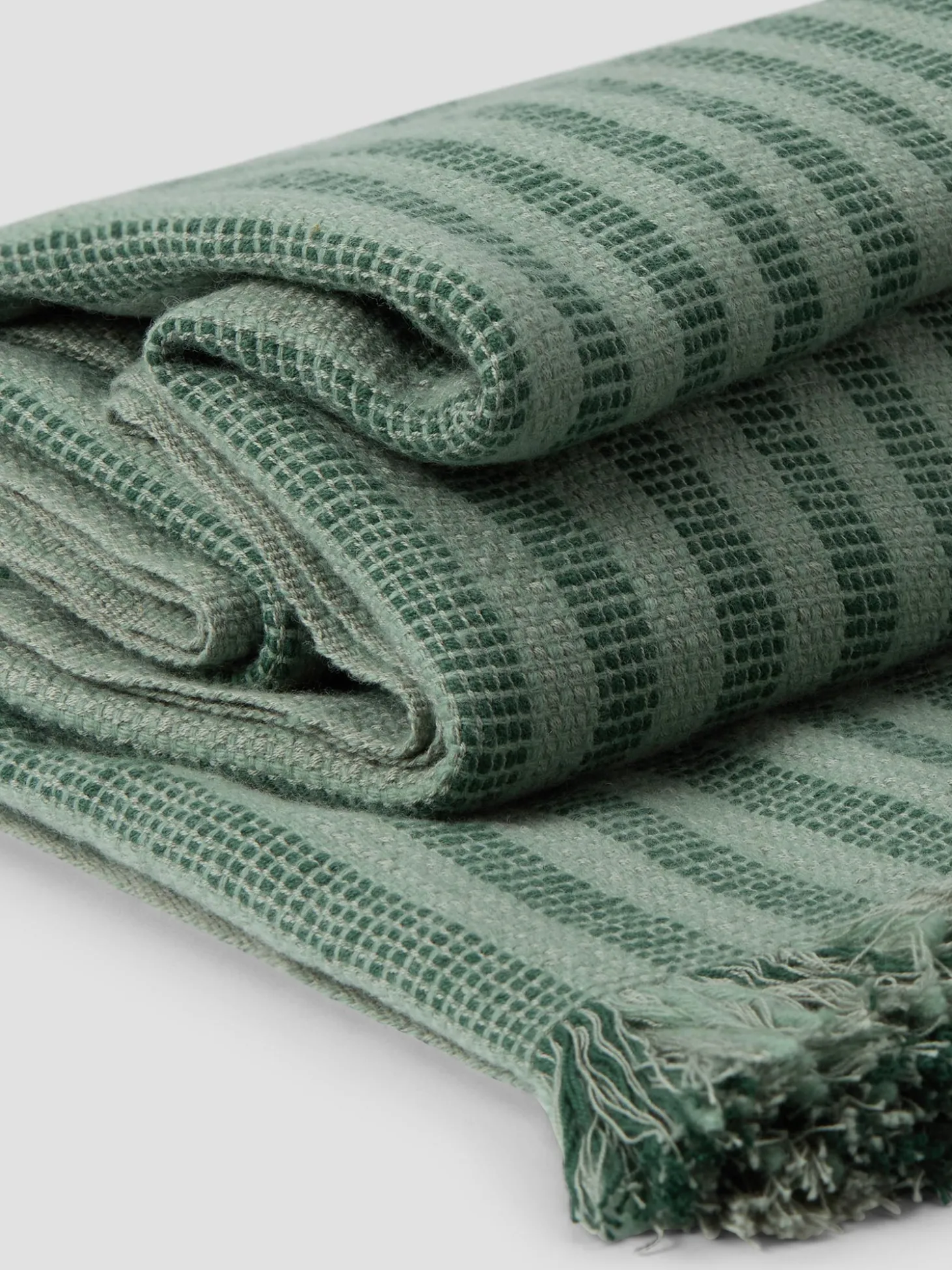 Pine Green Pembroke Stripe Wool Throw