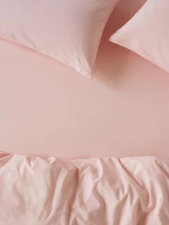 Poetic Pink Washed Cotton Percale Fitted Sheet