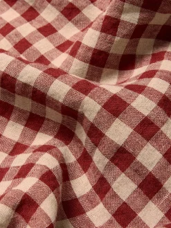 Rhubarb Gingham 100% Linen Duvet Cover
