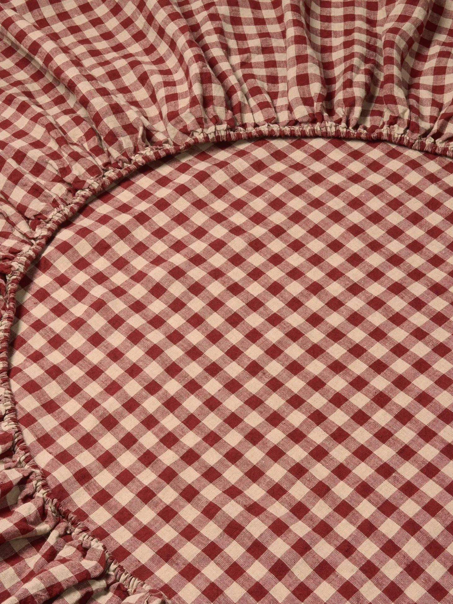 Rhubarb Gingham 100% Linen Fitted Sheet
