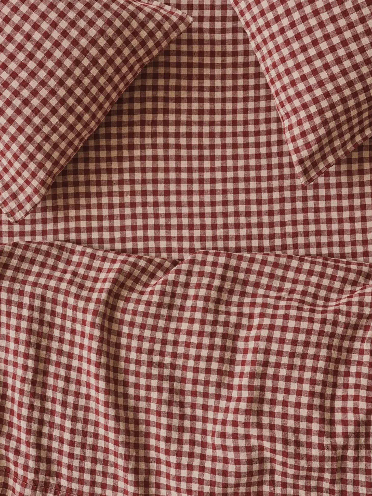 Rhubarb Gingham 100% Linen Fitted Sheet