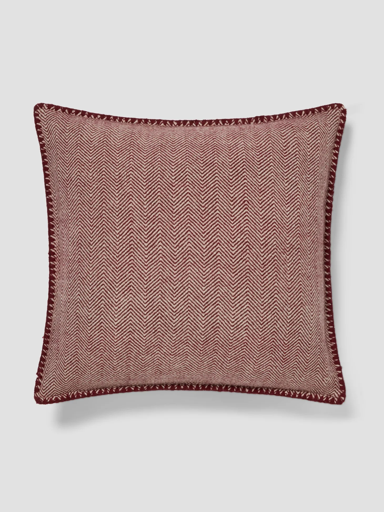 Rhubarb Herringbone Wool Square Cushion Cover