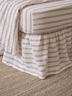 Rhubarb Kemptown Stripe Linen Blend Bed Skirt