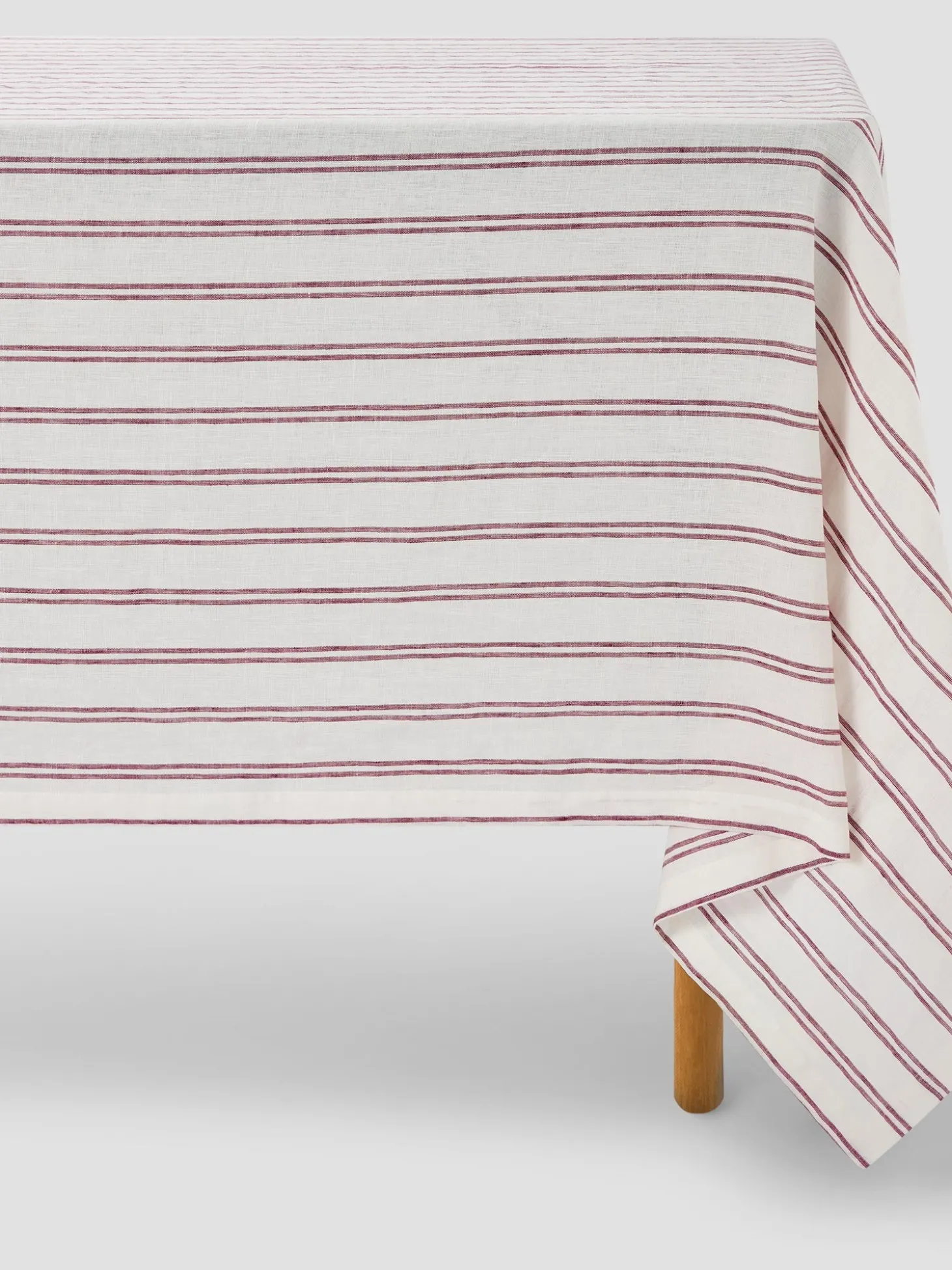 Rhubarb Kemptown Stripe Linen Blend Tablecloth