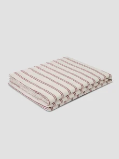 Rhubarb Kemptown Stripe 100% Linen Flat Sheet