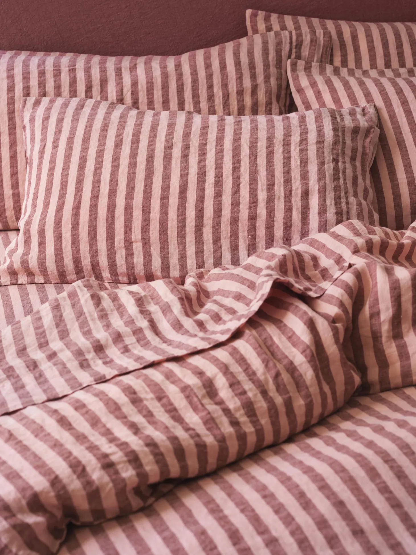 Rhubarb & Rose Pembroke Stripe 100% Linen Pillowcases (Pair)
