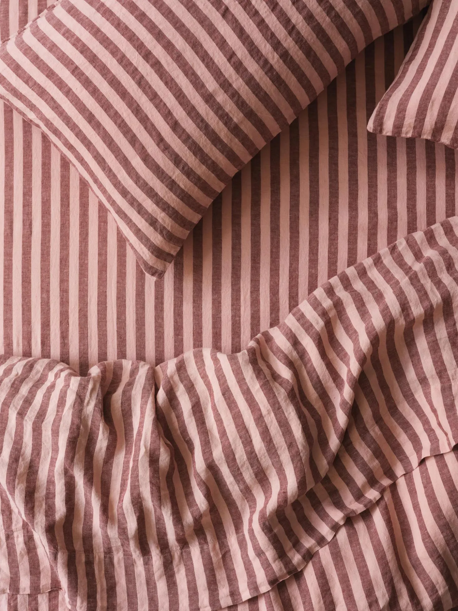 Rhubarb & Rose Pembroke Stripe 100% Linen Bedding Set