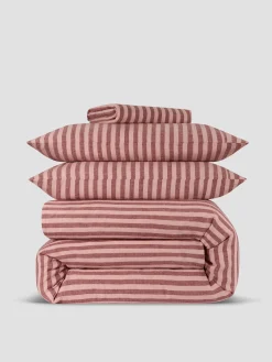 Rhubarb & Rose Pembroke Stripe 100% Linen Bedding Set