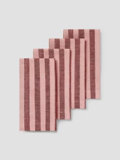Rhubarb & Rose Pembroke Stripe Linen Blend Napkins Set of 4