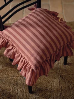 Rhubarb & Rose Pembroke Stripe Frill Linen Blend Seat Pad