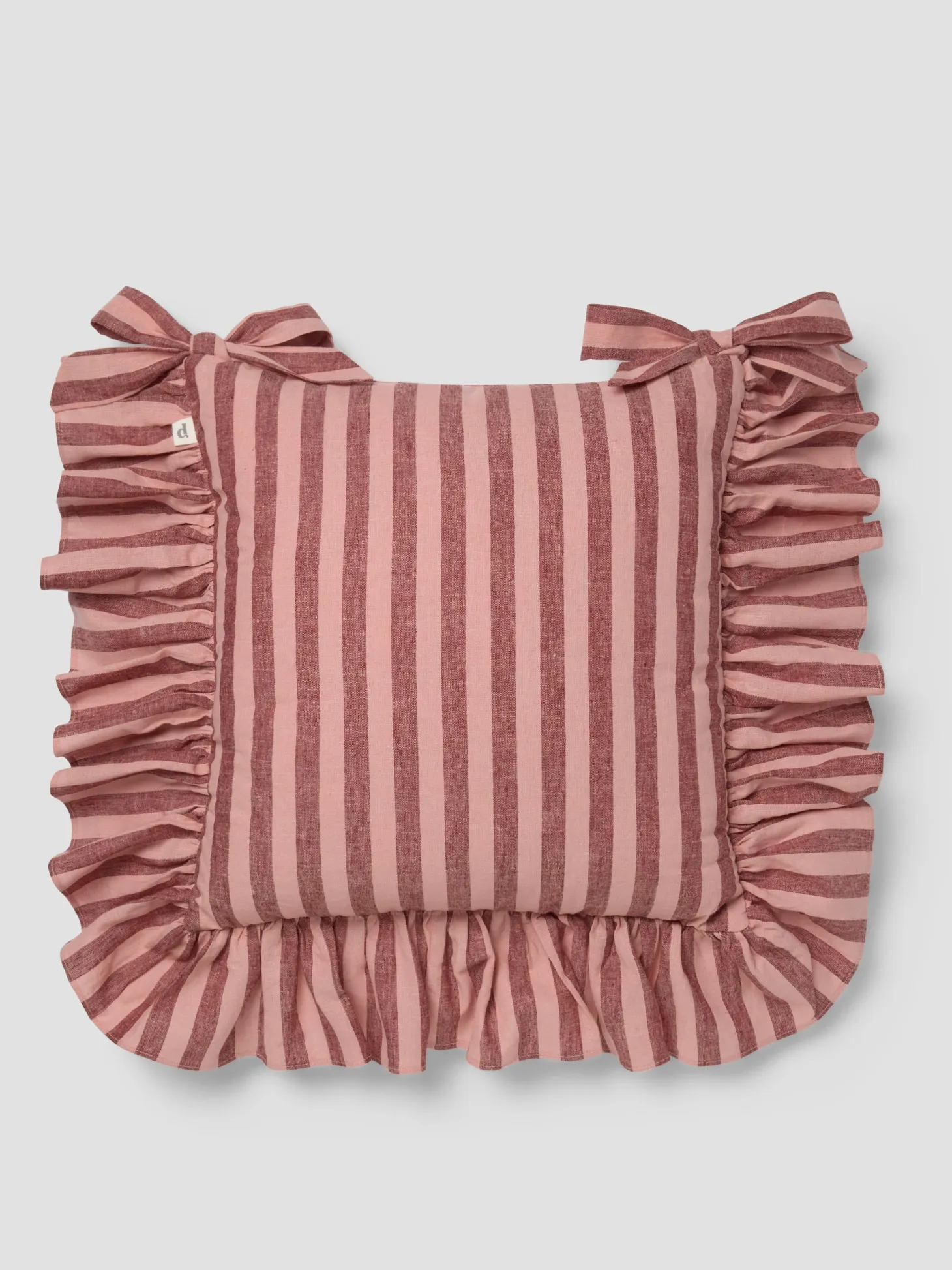 Rhubarb & Rose Pembroke Stripe Frill Linen Blend Seat Pad