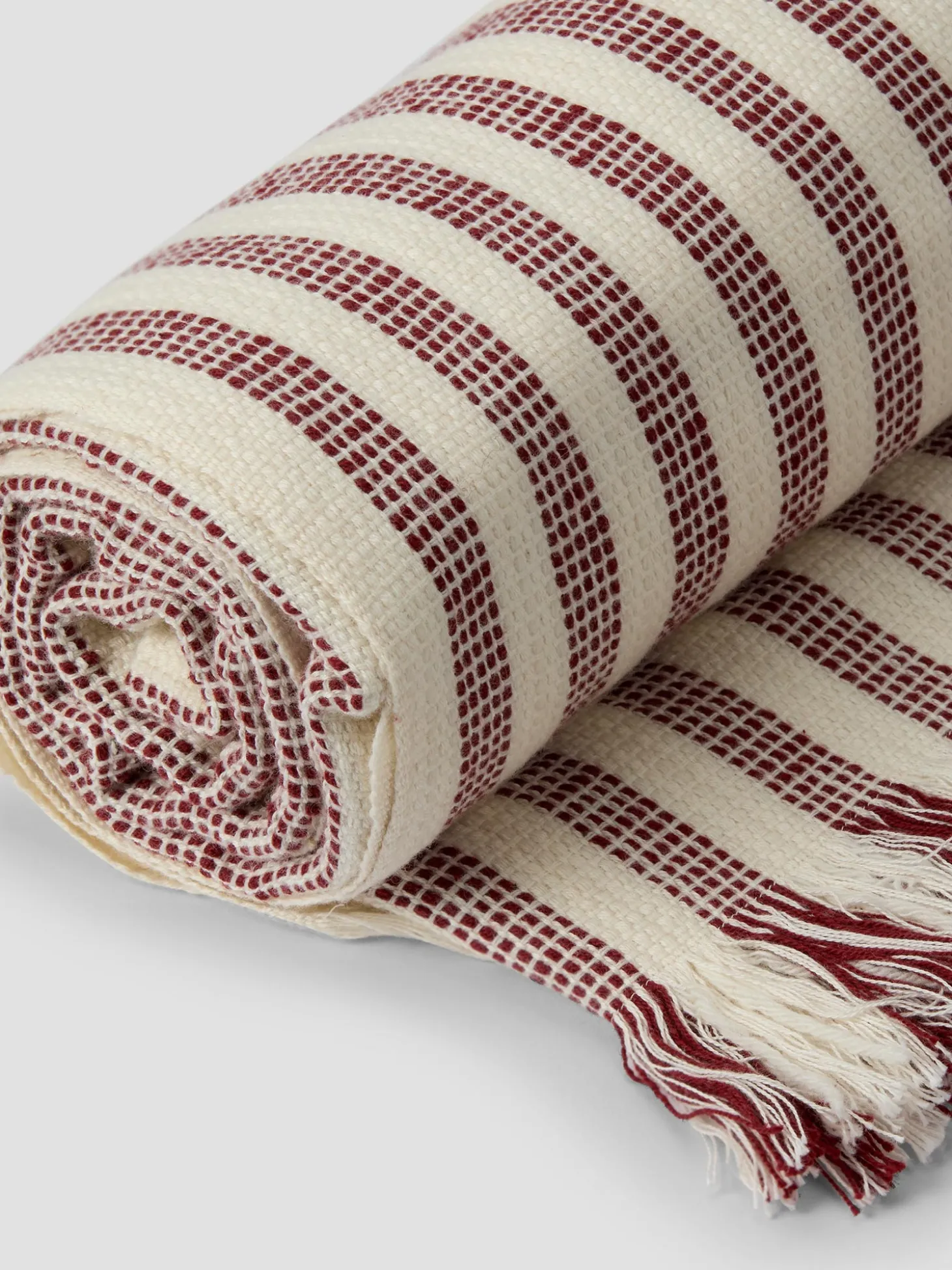 Rust Red Pembroke Stripe Wool Throw