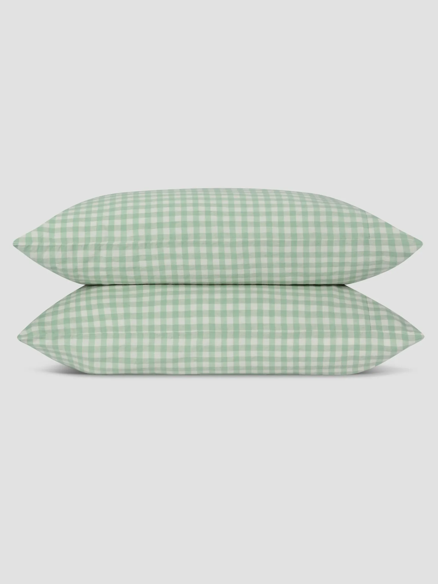 Sage Green Gingham Linen Blend Pillowcase (Pair)