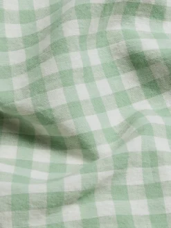Sage Green Gingham Linen Blend Fitted Sheet
