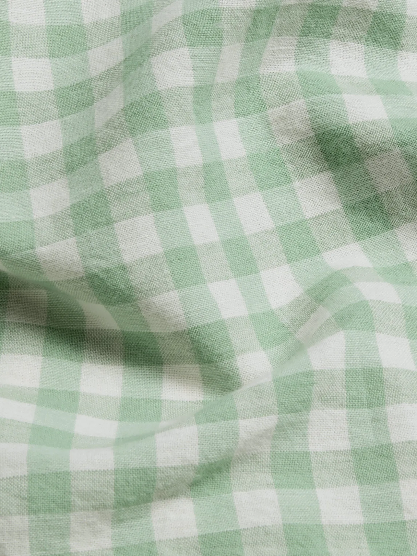 Sage Green Gingham Linen Blend Fitted Sheet