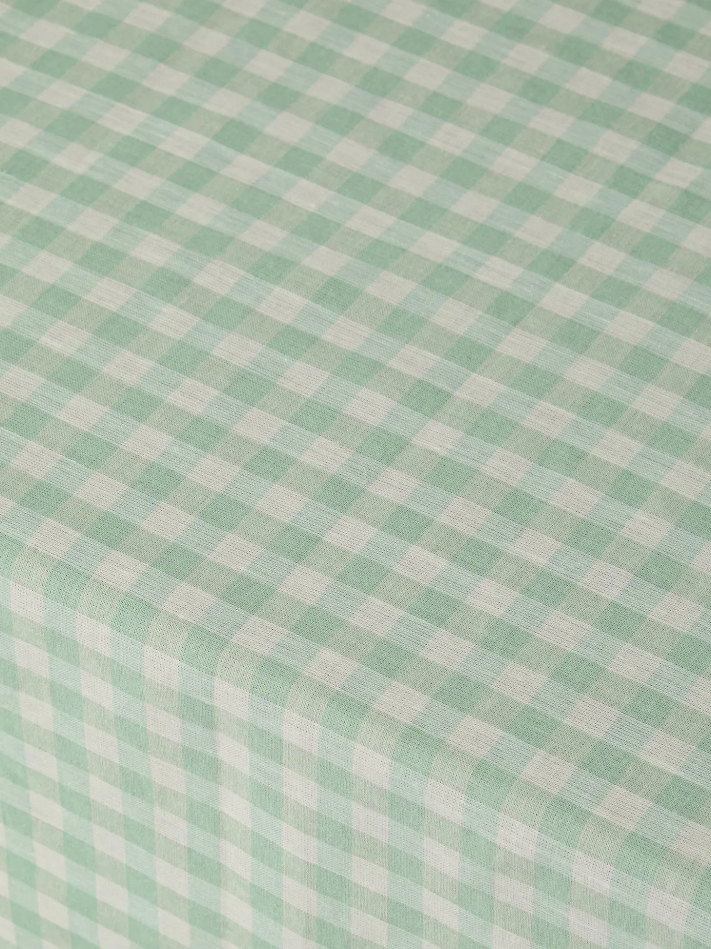 Sage Green Gingham Linen Blend Tablecloth