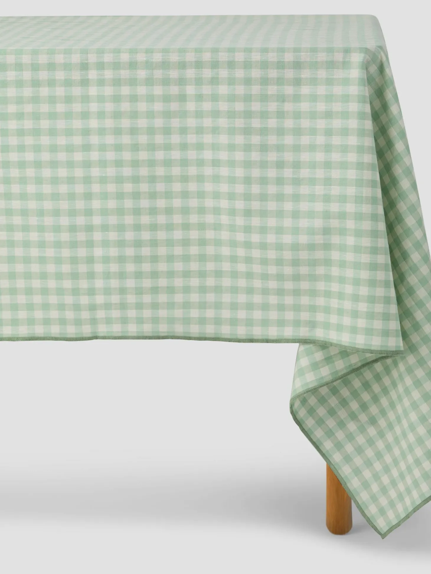 Sage Green Gingham Linen Blend Tablecloth